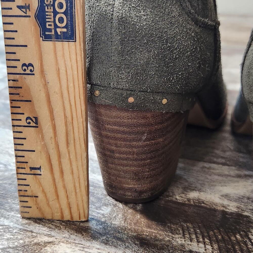 Steve Madden Womens 8.5 Leather Suede Ankle Boots Green Western Block Heel - Picture 10 of 10